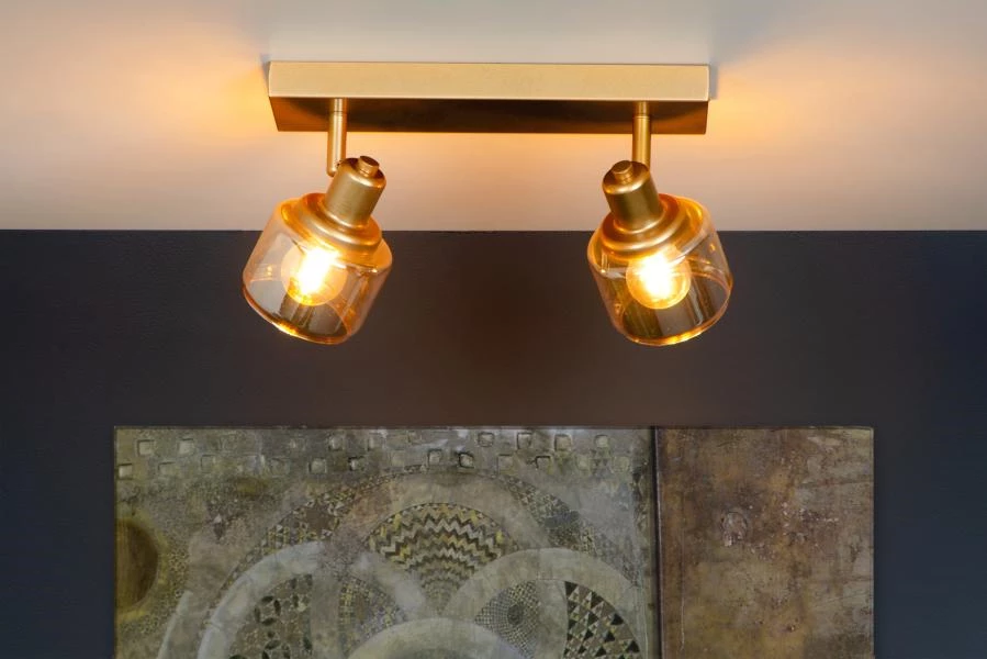 Lucide BJORN - Ceiling spotlight - 2xE14 - Matt Gold / Brass - atmosphere 1